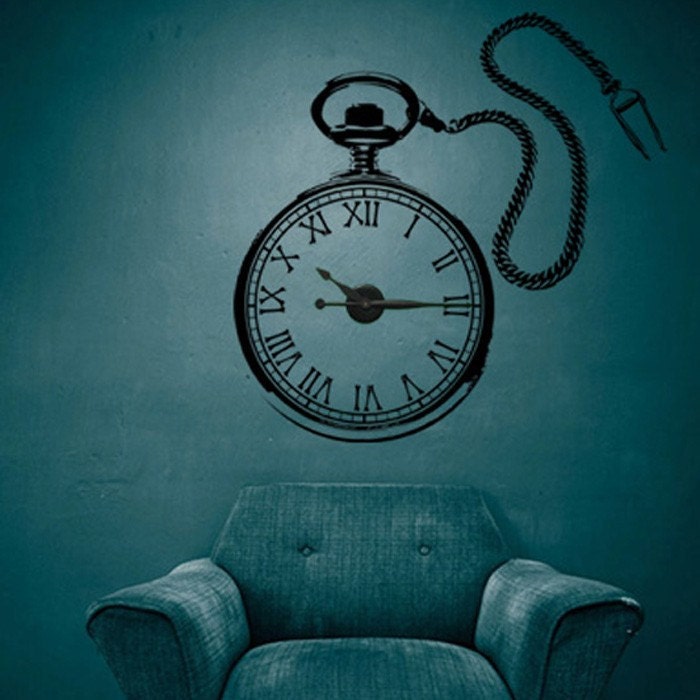 SALE Large Steampunk Pocket Watch Vinyl Wall Art & Clock Kit
