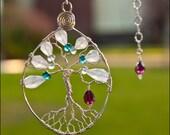 Moonstone, Topaz, &  Garnet Tree of Life Necklace - MOON  - Argentium Sterling Silver