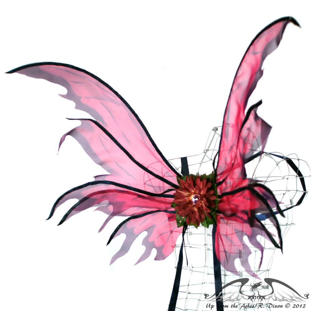 Delilah No.2 - Large Fairy Wings in Magenta and Navy - UpfromtheAshes