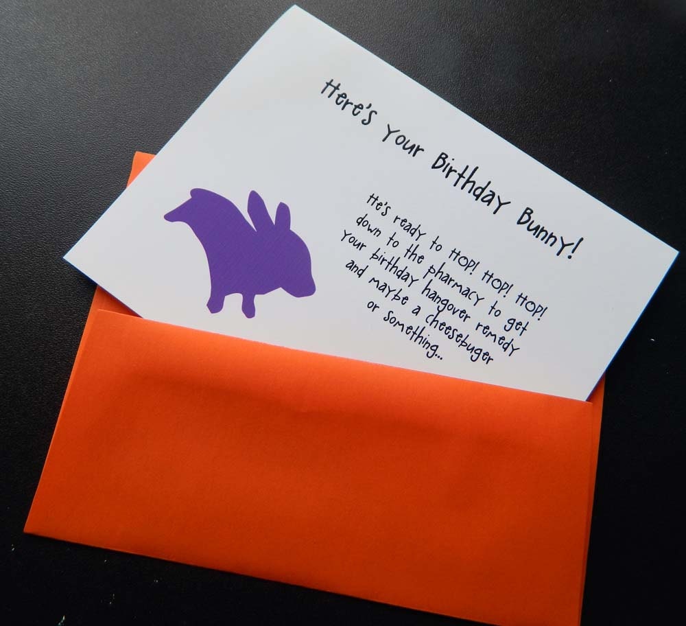 Funny Bunny Birthday Card for friends/brother/sister/bff (WG174)