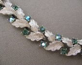 Lisner Signed Rhinestone Bracelet Teal Blue