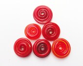 Riot of Red Glass Disks (6) - Handmade Lampwork Beads SRA