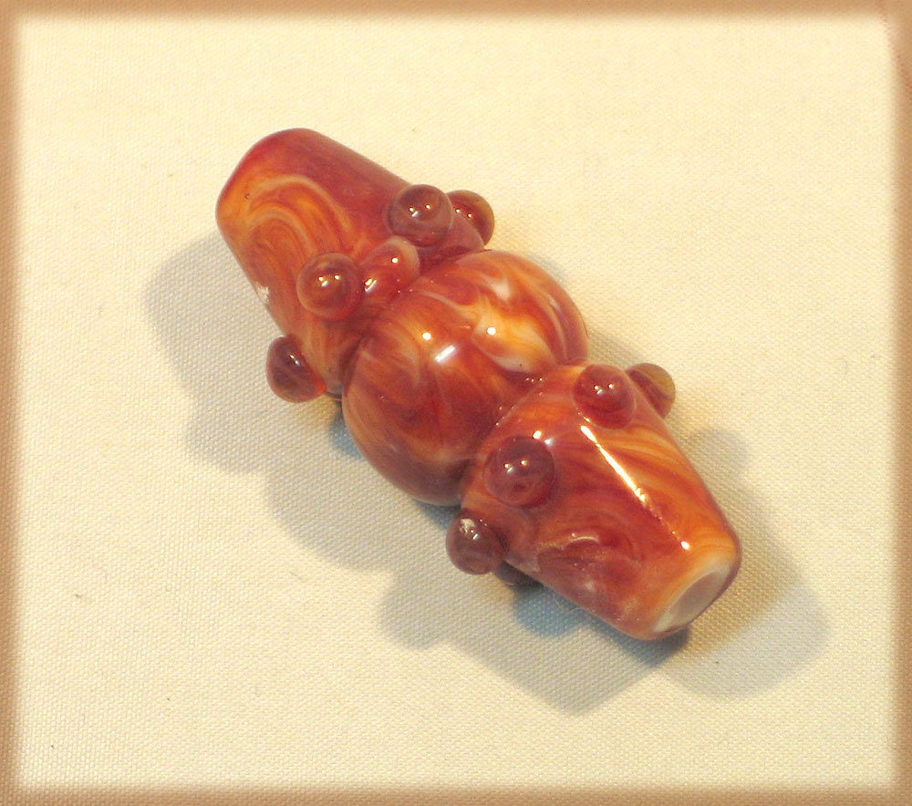 Gold Blue Lampwork Glass Bead