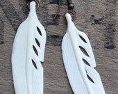 bone faether earrings