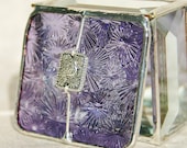 Stained Glass Jewelry Box Purple 2x2 Ring Box w/ Paloma Bird Link Engagement Wedding Ceremony Handmade