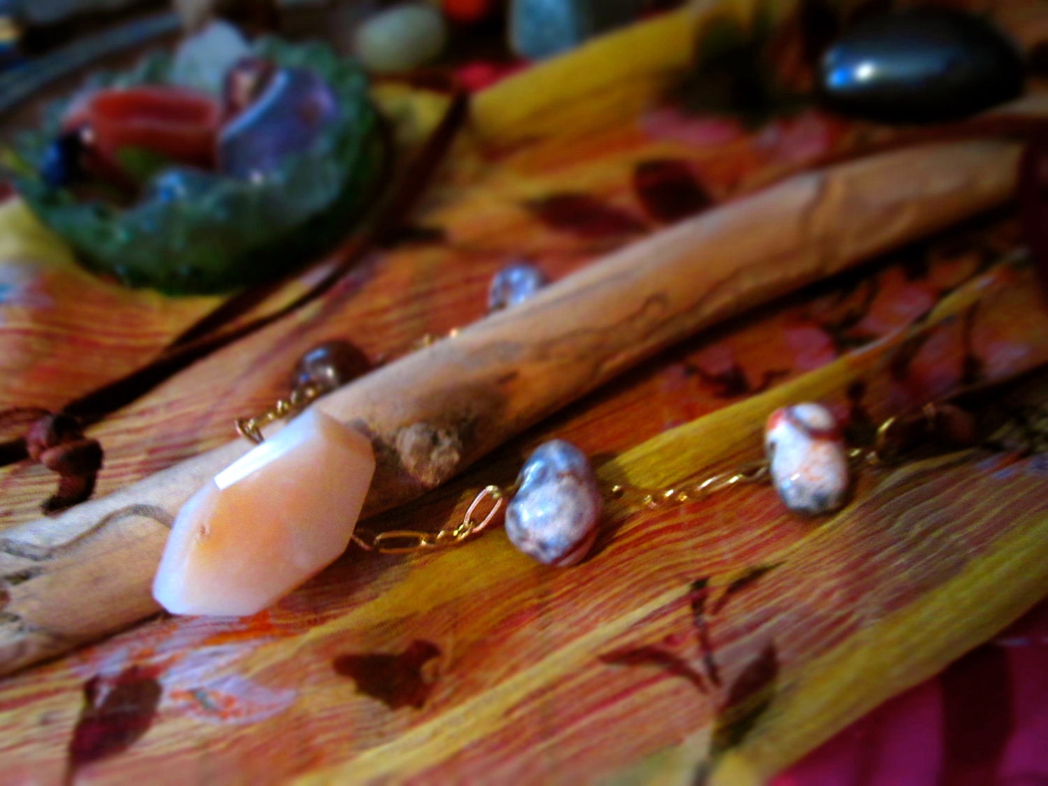 SALE Jungle Goddess Necklace-Peruvian Pink Opal and Fire Agate Antique Leather