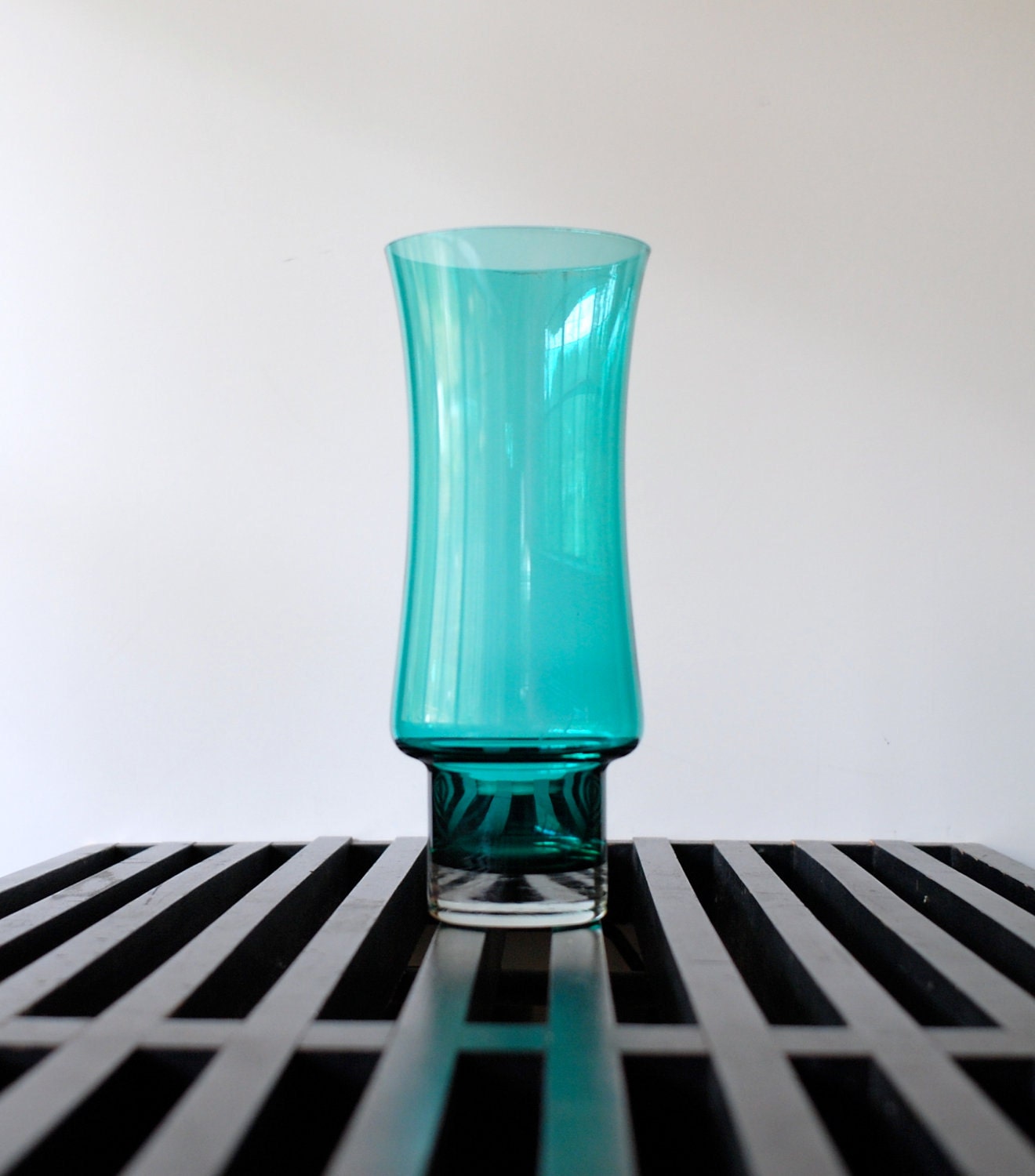 Blue-green Glass Vase designed by Tamara Aladin for Riihimaki of Finland - DipperVintage