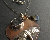 Mixed Metals Dragonfly Pendant   In The Night Sky
