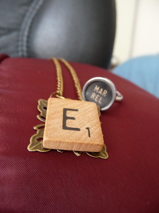 Decorative Scrabble Tile Ring or Necklace