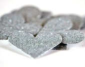 12 Sparkle Glitter Heart Adornments Silver