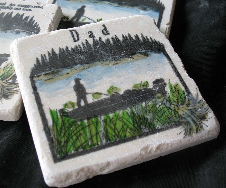 Personalized Fisherman Tile Coasters, Set of 4