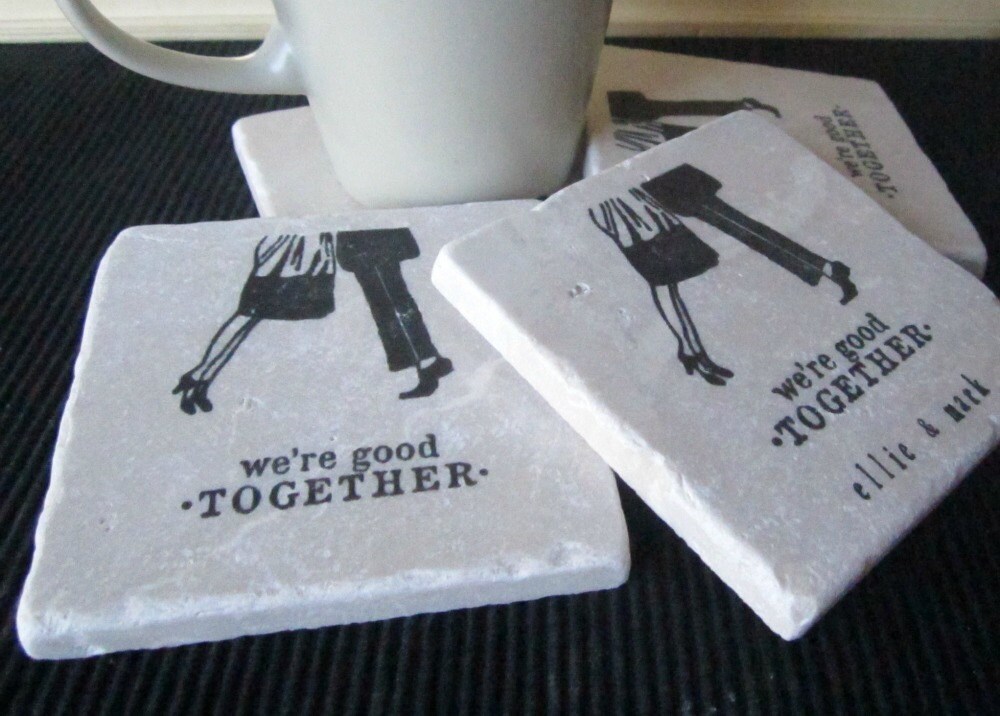 Perssonalized Good Together Tile Coasters, Set of 4