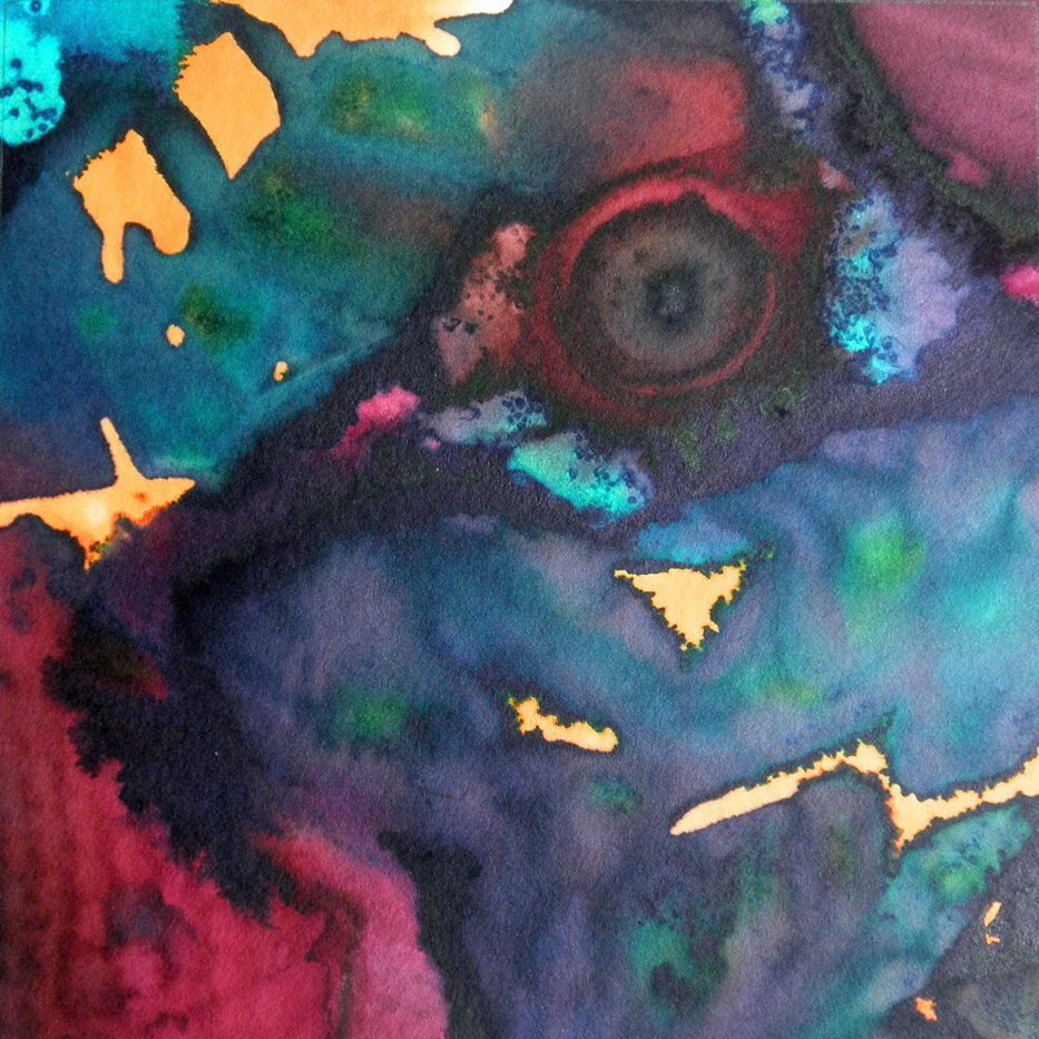Squared Original Abstract Painting  By Dhanat -- 5.5 inches 14cm -- 012