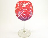 Painted Wine Glass - Chaos Weave - Red and Purple - Custom Painted and Etched Glassware