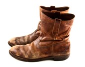Vintage Leather Boots Men's Rustic Distressed Old Worn