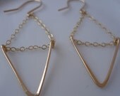 Small Triangle Dangler Earrings in 14K Gold Filled, Gift Under 50, Fashion