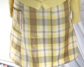 SunPlaid Skirt - plus sized - yellow brown gold plaid vintage cotton taffeta fabric - size 20, 40W-48H