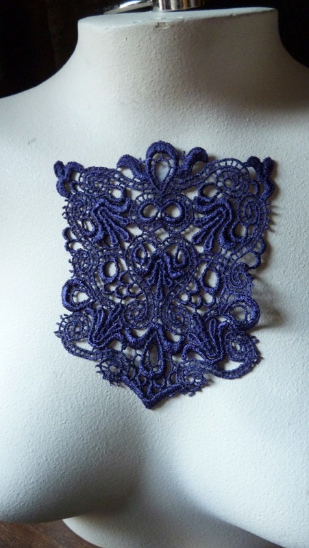 Lace Applique in Royal Purple for  Jewelry or Costume Design, Pockets  CA 796prpl