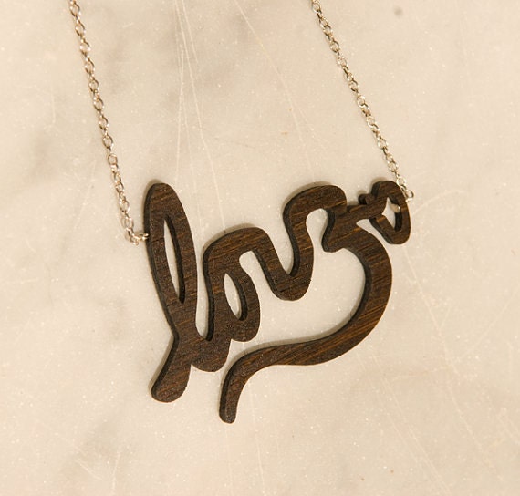 Love & Om Wooden Laser Cut Yoga Necklace