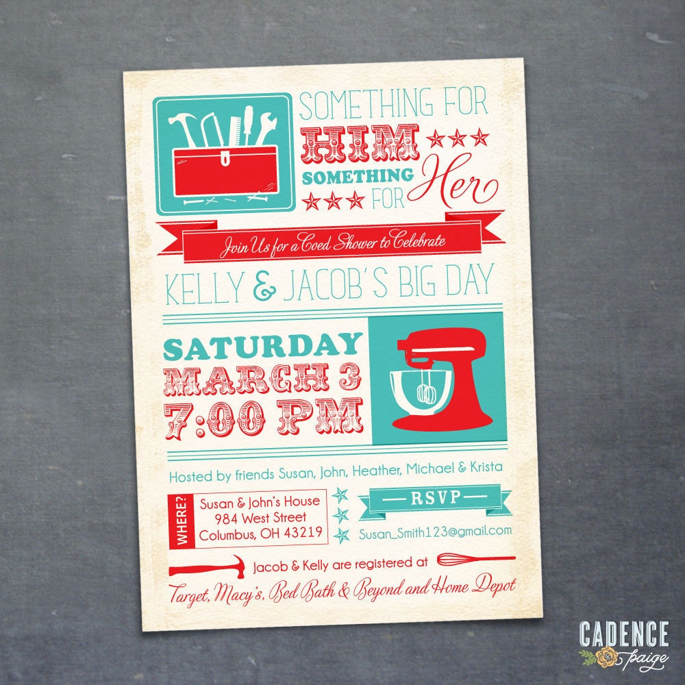 Couples Shower Invitation, Kitchen Shower, His & Hers Shower  (PRINTABLE)