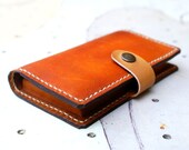 Hand Stitched Wallet Leather iPhone 4s Case - Cognac Wallet leather Unisex / Father's Day Gift