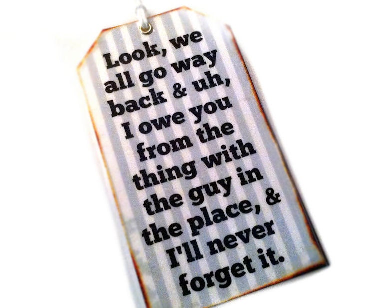 Ocean's 11 Bookmark Quote Tag Great Gift Idea for Movie Lovers, Grey White Pinstripe