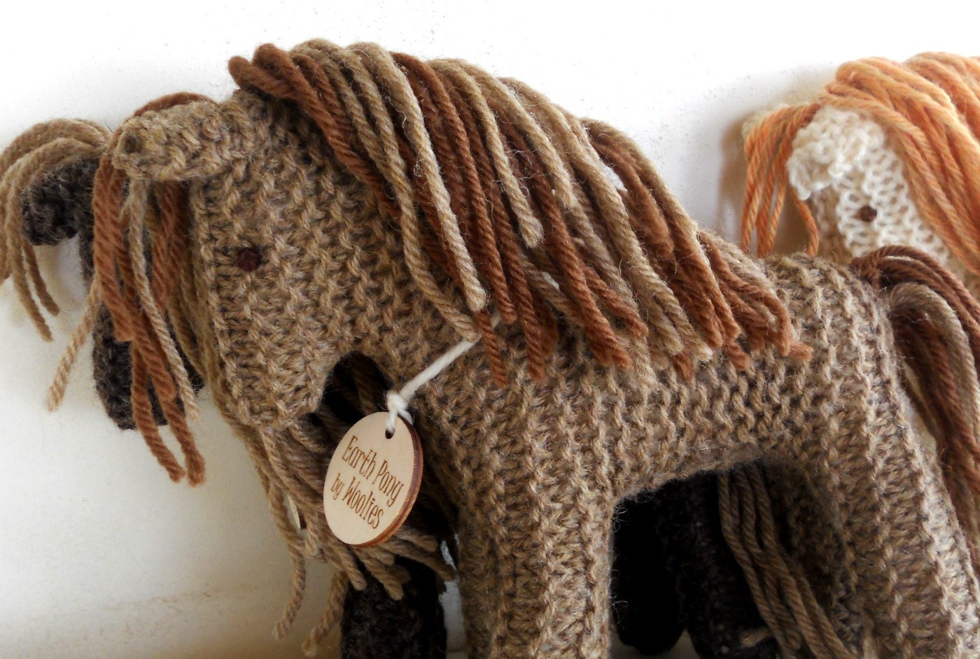 Earth pony, Waldorf Toy Stuffed Animal Horse, hand knit plush wild pony friend