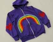 Rainbow Hoodie in Purple with Heart Elbow Patches
