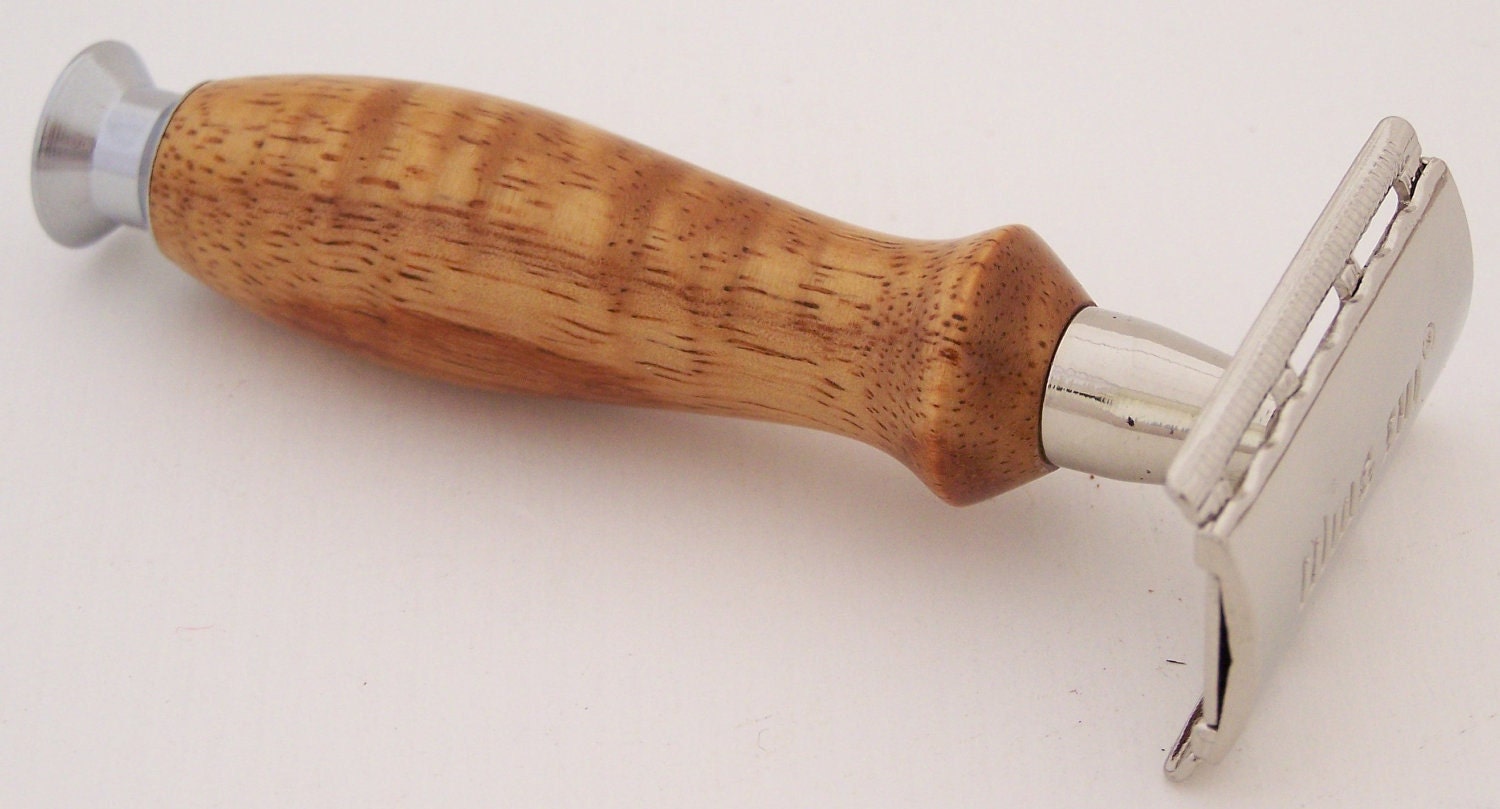 Curly Koa Wood DE (Double Edge) Safety Razor Handle (Handmade in USA)