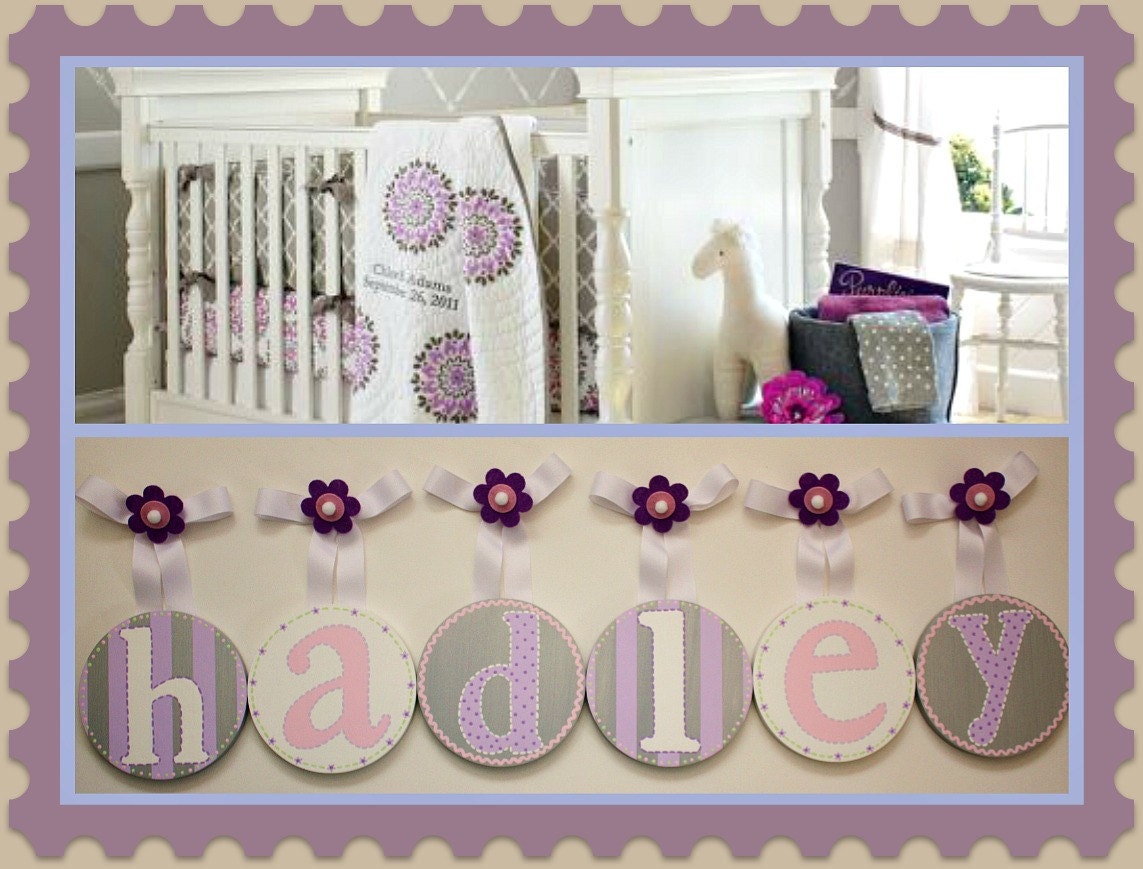 Baby Kids Nursery Hanging Wall Letters to match PBK's Dahlia Bedding