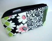 OOAK  Zipper Pouch Flat bottom Cosmetic Bag Pencil Case (Padded)-NEW Black Blends