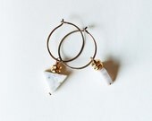 White smoke Jasper triangle hoop earrings