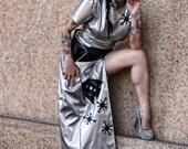Sci-Fi Cheongsam Space Cadet Sexy Retro Rocket Sci-Fi Dress Costume Silver and Black Custom Size