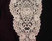 Large Vintage Lace Yoke Applique - White - (4)