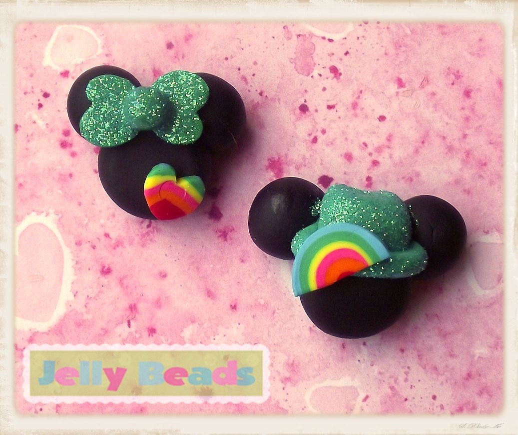 St. Pattys Mouse Ears Set of beads/charms/bow centers