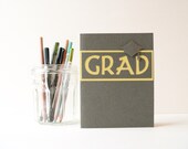 Handmade Graduation Card in warm gray and chartreuse green, unisex
