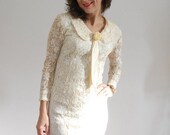 15%off 60s Cream Lace Dress / 1960s Lace / Wedding Dress