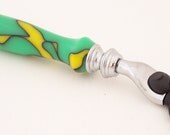 Lime Green/Yellow Swirl Acrylic Mach 3 Razor Shaving Handle (Handmade in USA)