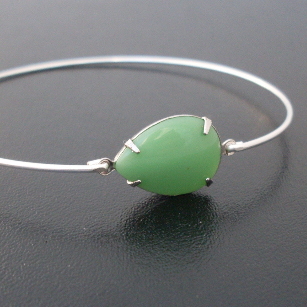 Bangle Bracelet  Marita - Silver, Green