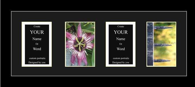 4-Letter Custom Alphabet Letter Photo Art for Wedding gift available in color, black & white or sepia