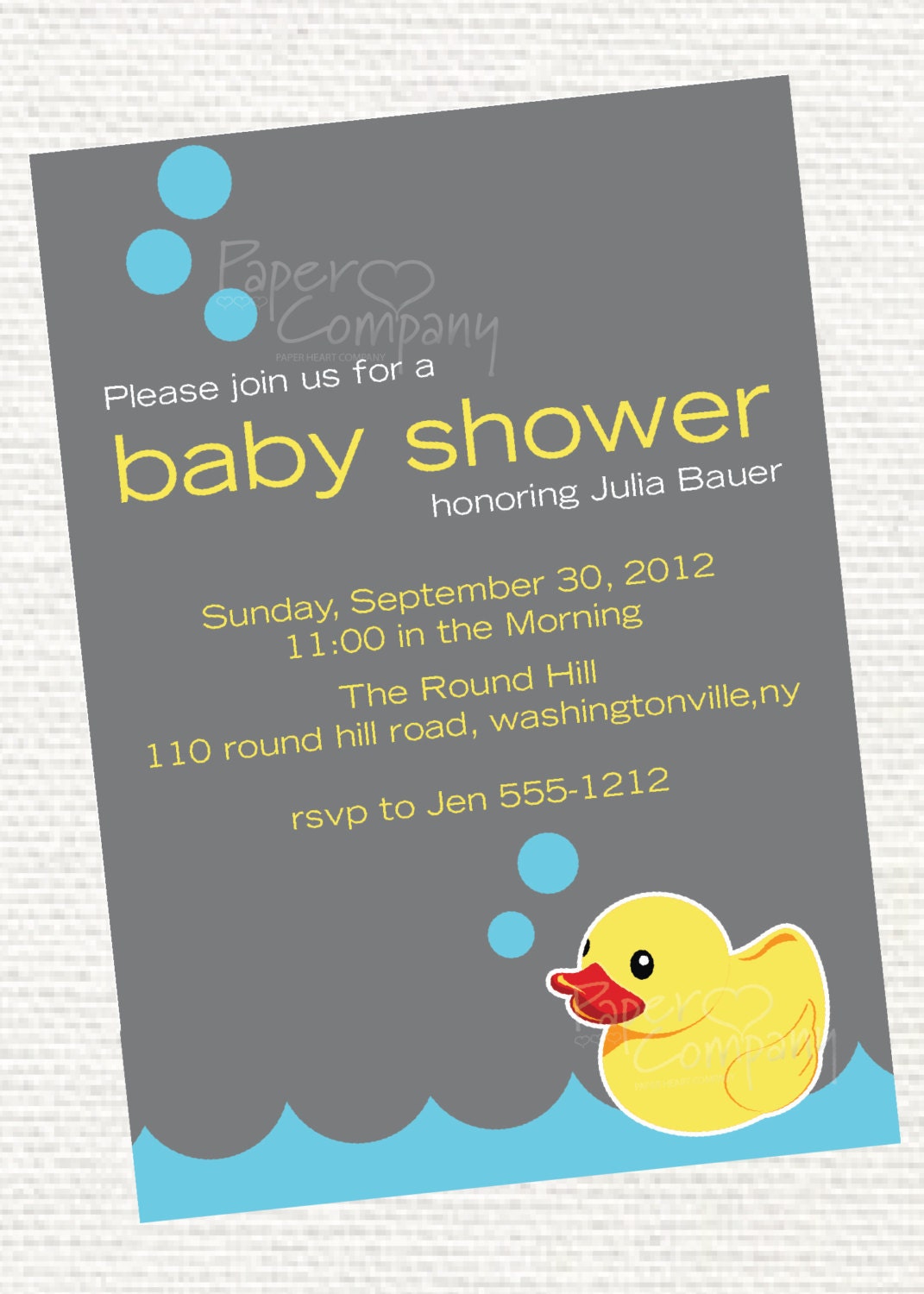 RUBBER DUCKIE Custom Baby Shower Invitation Digital Design - You Print