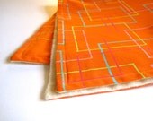 modern baby blanket Marimekko / organic flannel with retro orange geometric lines - eco friendly kids gift (ONLY 1 - ready to ship)