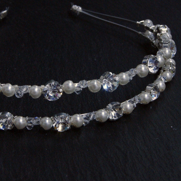 Wedding Hair Accessories - Wedding Headband - Silver Rhinestone, Swarovski Crystal and Pearls