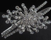 Double Wedding Headband / Side Tiara / Wedding Tiara - Silver Diamante (Rhinestone) Bridal, Wedding