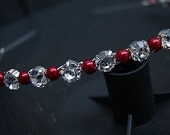 Wedding Headband - Red Pearls and Rhinestone - Diamante Wedding Headbands