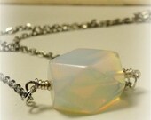 Iridescenct Agate Stone Pendant Necklace - Wire Wrapped Rainbow Prism Necklace