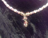 Handmade  Necklace, Semi Precious Glass Beads With Roses on.