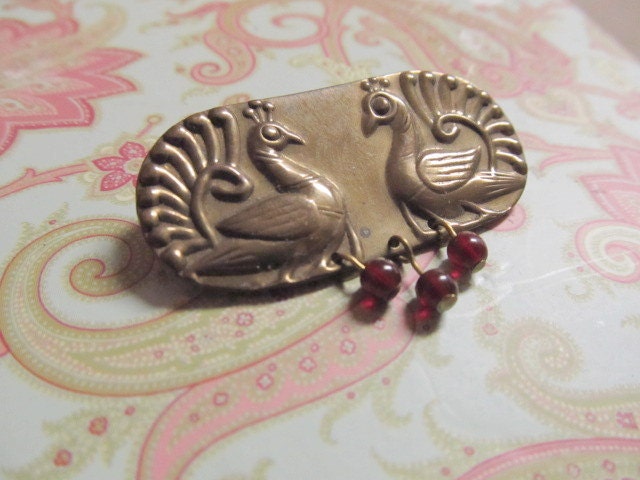 Peacock  Brooch Vintage Art Nouveau Style