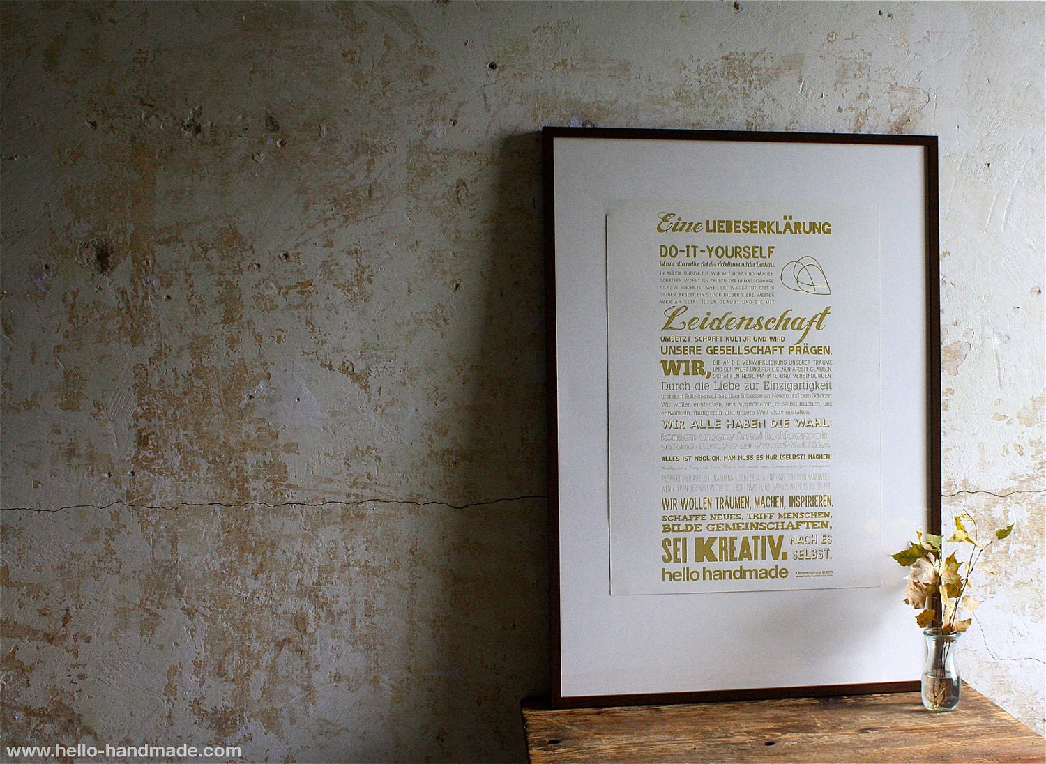 hello handmade manifesto / German / sand