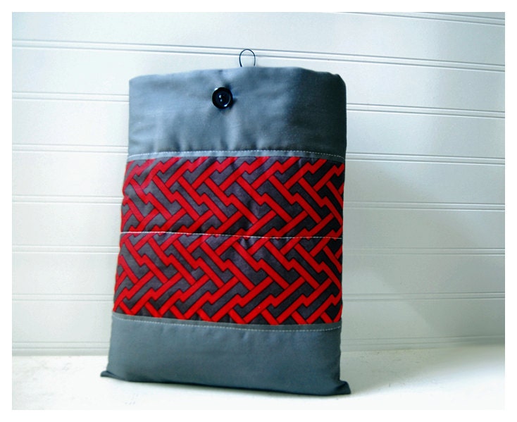 iPad Case 3 Grey Red Geometric gray Quilted Ipad Bag iPad Cover iPad Sleeve Ipad 1 Ipad 2 Sleeve patchwork tagt team
